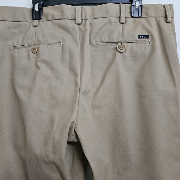 Izod Pants Mens 38x32 American Chino Slim Fit Smooth Touch Cotton Flat Front - Picture 5 of 11